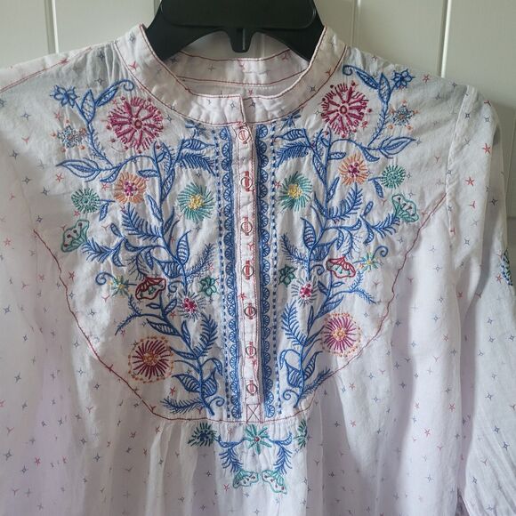 Johnny Was 3J Workshop Boho Floral Embroidered Top S Festival Multicolor Peasant - Picture 2 of 13